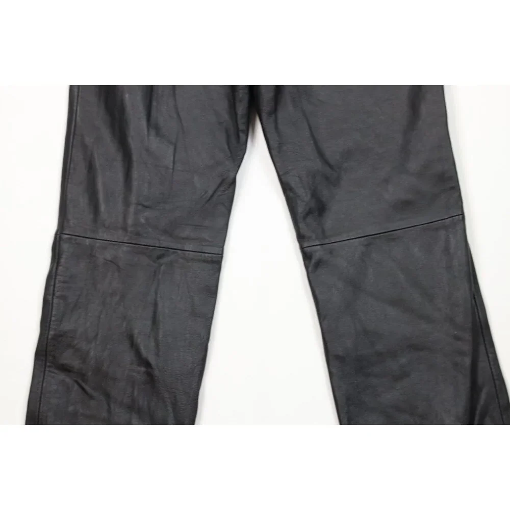Vintage 90s Streetwear Womens 4 Distressed Soft Lambskin Leather Pants Black - Picture 13 of 15